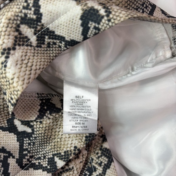 BLITHE Blazer Mini Dress Built In Shorts Suit Jacket Snake Neutral Size Medium - Picture 13 of 14